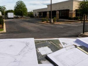 ALTA survey documents and existing commercial property improvements in Fairfax, Virginia.